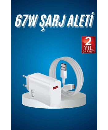 Hızlı Şarj Aleti Adaptörü Kablo Seti 67W Uzun Ömürlü Beyaz