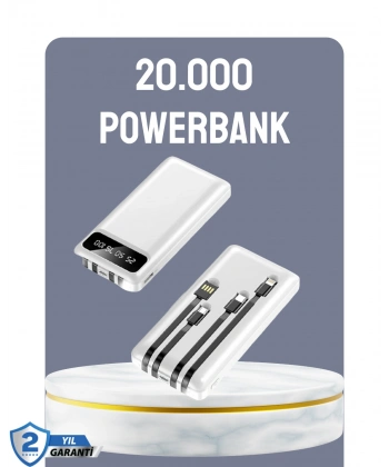 Hızlı Şarj Destekli 20.000mAh Powerbank USB Type-C Lightning LCD