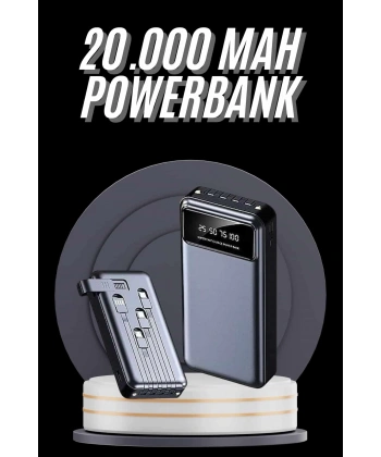 Hızlı Şarj Özellikli 20.000 Mah Dijital Göstergeli USB Girişli Android ve İOS Uyumlu Powerbank