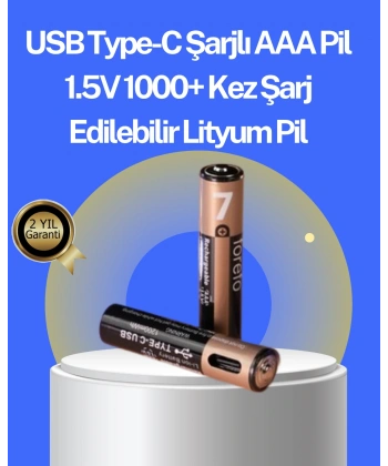 Hızlı Şarj Teknolojili USB Şarjlı AAA Pil – 40 Dakikada Tam Şarj