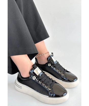 Hley Siyah Rugan Paraşüt Detaylı Bağcıklı Spor Ayakkabı