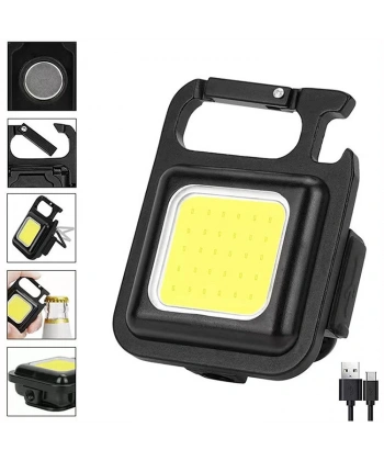 HS-37 Led Anahtarlıklı Cep Boy Cob Led Metal Kasa Mıknatıslı Şişe Açacağı Usb’li Şarj Edilebilir El Feneri