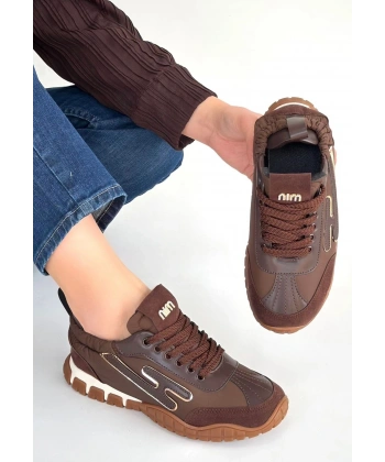 Huer Kahverengi Nubuk Bağcıklı Spor Ayakkabı