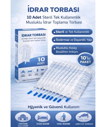 İdrar Torbası Steril Medikal İdrar Toplama Torbası 10 ADET