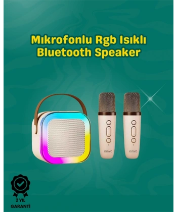 İki Mikrofonlu Renkli LED Işıklı Karaoke Cihazı