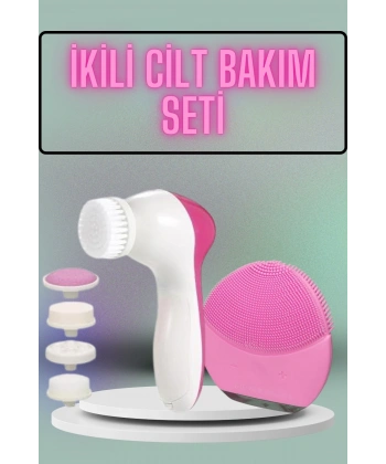 İkili Cilt Bakım Seti 5 Başlıklı Yüz Temizleme ve Masaj Aleti Canlandırıcı ve Onarıcı