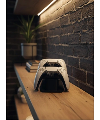 İkili Gamepad Tutucu Siyah 7x18 cm Masa ve Raf Düzeni