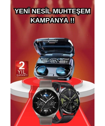 İkili Set Akıllı Saat Ve Bluetooth Kulaklık Kablosuz Uzun Pil Ömrü Spor Modları