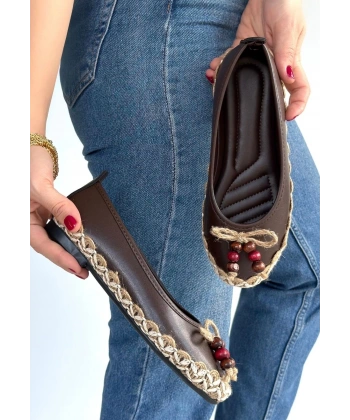 Ilwe Kahverengi Cilt Babet Ayakkabı