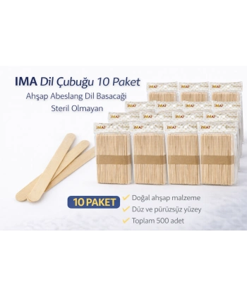 İMA Dil Çubuğu 50 Adet Ahşap Abeslang Steril Olmayan Tahta Dil Basacağı 10 Paket