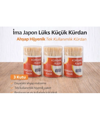 İma Japon Lüks Küçük Kürdan Ahşap Hijyenik Tek Kullanımlık Kürdan 3 Adet