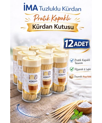 İMA Tuzluklu Kürdan 12 Adet | Pratik Kapaklı Kürdan Kutusu