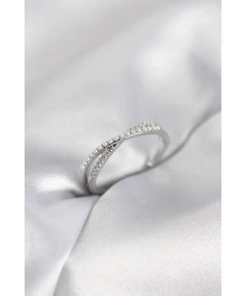 İncili ve Zirkon Taşlı Gümüş Renk Kadın Yüzük