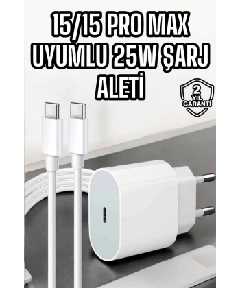 İOS Uyumlu Type-C Girişli Hızlı Şarj 15/15 Pro Max Adaptör ve Kablosu