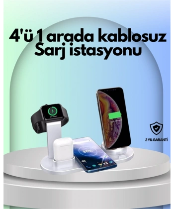 iPhone, Apple Watch ve AirPods ile Uyumlu 4ü 1 Arada Şarj Ünitesi – Tüm Apple Cihazları Tek Noktada