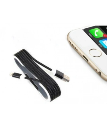 iPhone Örgü Şeklinde Renkli Çelik Şarj Data Kablosu - Siyah