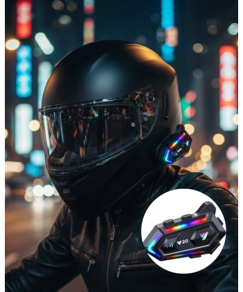 IPX6 Su Geçirmez Intercom 1000m Bağlantı 1000mAh Batarya RGB Işıklı