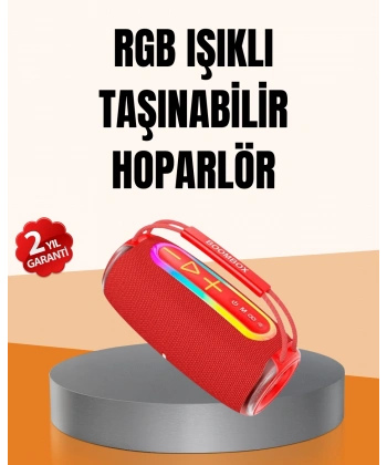 IPX6 Su Geçirmez RGB LED Işıklı Taşınabilir Bluetooth Hoparlör 2400 mAh
