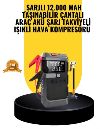 Işıklı Hava Kompresörlü Taşınabilir Akü Takviye Ünitesi