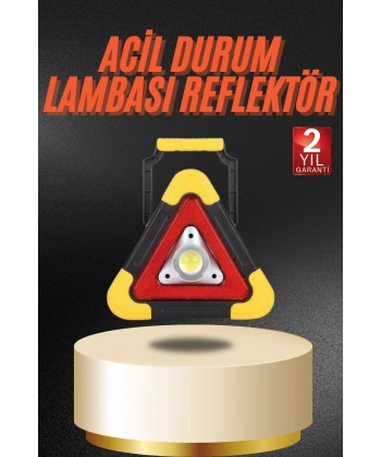 Işıklı İkaz Lambası Reflektör Şarjlı Işıklı Üçgen LED Acil Durum Feneri