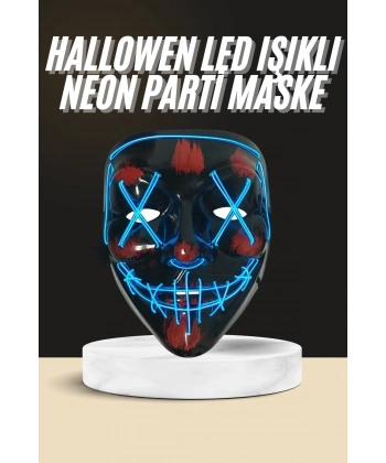 Işıklı Led Maske Parti Eğlence Maskesi Hallowen Neon Maske