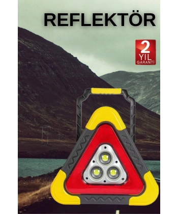 Işıklı Üçgen Reflektör Led Projektör Acil Durum Feneri Flaşör 500 Lümen