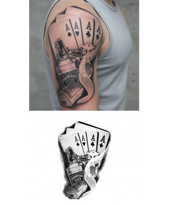 İskambil Dolar Zar Geçici Dövme Şablonu Büyük Boy