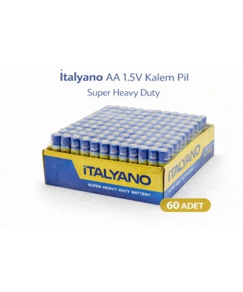 İtalyano AA 1.5V Kalem Pil 60 Adet Super Heavy Duty 15 Paket