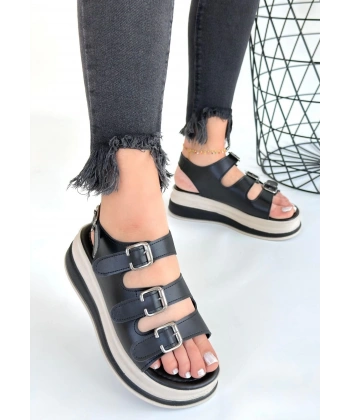 Jatay Siyah Cilt Sandalet