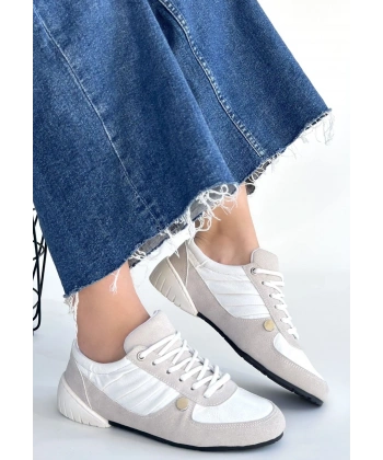 Jawen Gri Nubuk Beyaz Detaylı Spor Ayakkabı