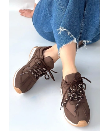 Jeat Kahverengi  Nubuk Bağcıklı Spor Ayakkabı