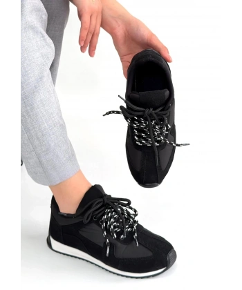 Jeat Siyah Nubuk Bağcıklı Spor Ayakkabı