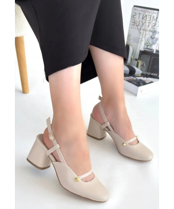 Jecci Bej Cilt Topuklu Ayakkabı