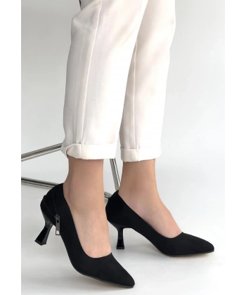 Jedi Siyah Süet Topuklu Ayakkabı