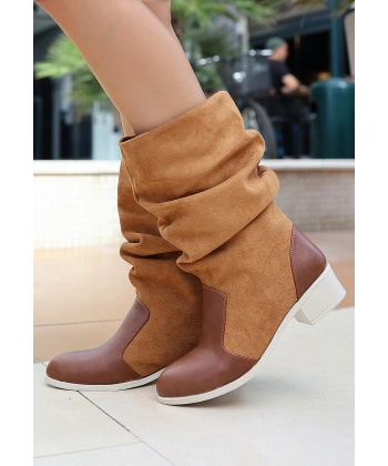 Jolin Taba Cilt Süet Detaylı Çizme