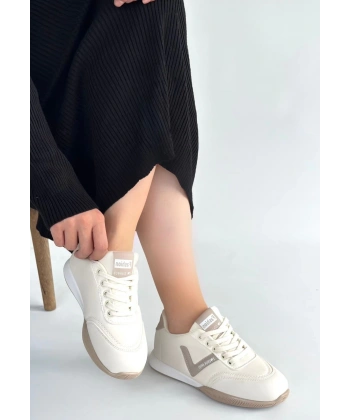 Jowen Bej Cilt Vizon Detaylı Bağcıklı Spor Ayakkabı