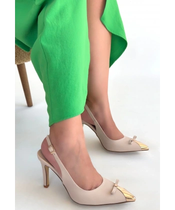 Joye Bej Cilt Topuklu Ayakkabı
