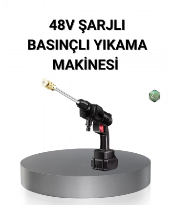 Kablosuz Basınçlı Yıkama Makinesi – 48V Güçlü Motor, 2 Pil ve Köpük Hazneli