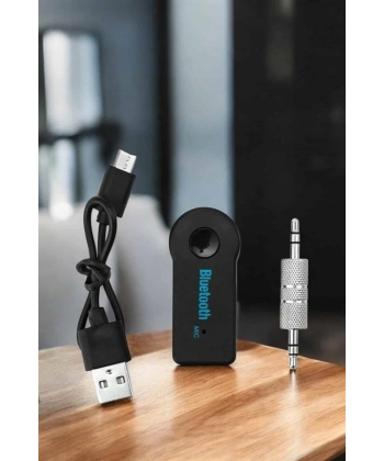 Kablosuz Bluetooth Aux Araç Kiti Siyah Hafıza Kartlı