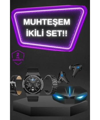 Kablosuz Bluetooth Bağlantılı Kulaklık ve Dokunmatik Ekran Akıllı Saat Arama Cevaplama