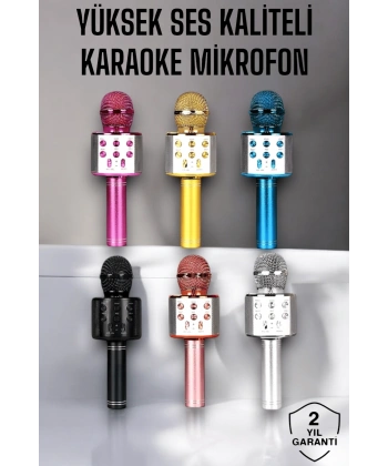 Kablosuz Bluetooth Karaoke Mikrofon USB ve AUX Girişli, Yüksek Ses Kalitesi