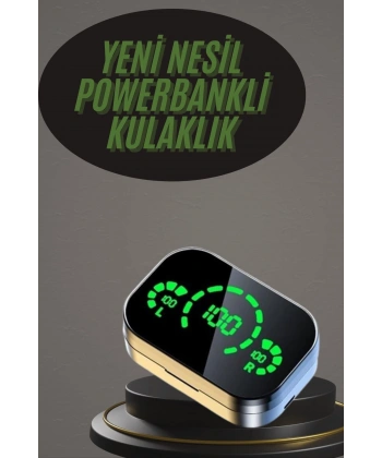 Kablosuz Bluetooth Kulaklık Çift Telefon Destekli Powerbankli Dijital Göstergeli