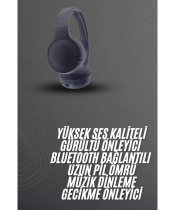 Kablosuz Bluetooth Kulaklık Kulak Üstü Ayarlanabilir Uzun Ömürlü
