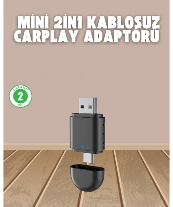 Kablosuz CarPlay Adaptörü – USB-A & Type-C Uyumlu Hızlı Bağlantı Cihazı