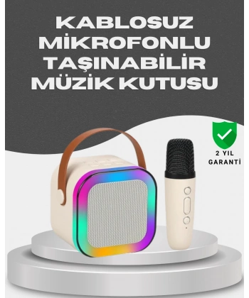 Kablosuz Karaoke Mikrofon Hoparlör Seti Güçlü Ses Çıkışı