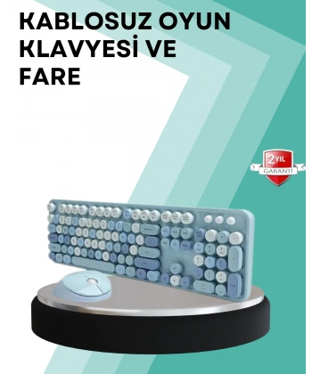 Kablosuz Klavye ve Mouse Seti – Sessiz Tuş, Retro Tasarım