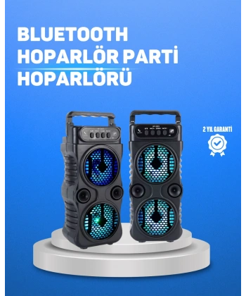 Kablosuz LED Işıklı Bluetooth Hoparlör – FM Radyolu, Mikrofon Girişli