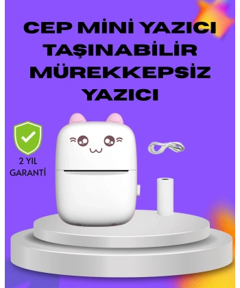 Kablosuz Mini Cep Yazıcısı Bluetooth Destekli 1200mAh Bataryalı