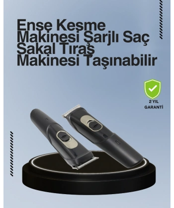 Kablosuz, Paslanmaz Çelik Bıçaklı Profesyonel Saç ve Sakal Tıraş Makinesi – Sessiz, Güçlü ve Ergonomik