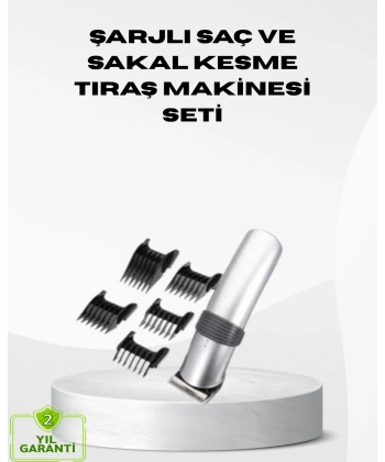 Kablosuz Profesyonel Tıraş Makinesi – Şarjlı, 60 Dakika Kullanım Süreli, Çelik Bıçaklı, Sessiz Motor